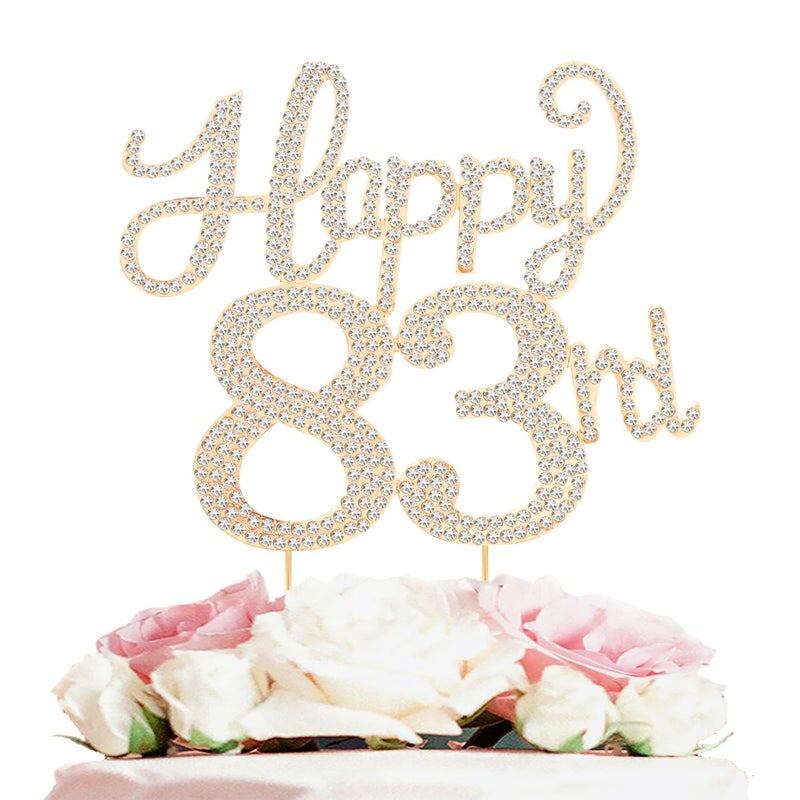 LASKYER Happy 83rd Birthday Decorations,83rd Birthday Gold Rhinestone Cake Topper - Cheers to 83 Years Old Bday Party Metal Sparkly Cake Centerpieces Sign. - Image 1